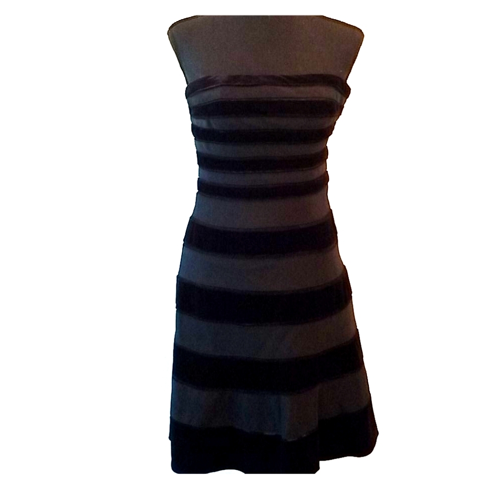 Black Striped Dress with Velvet